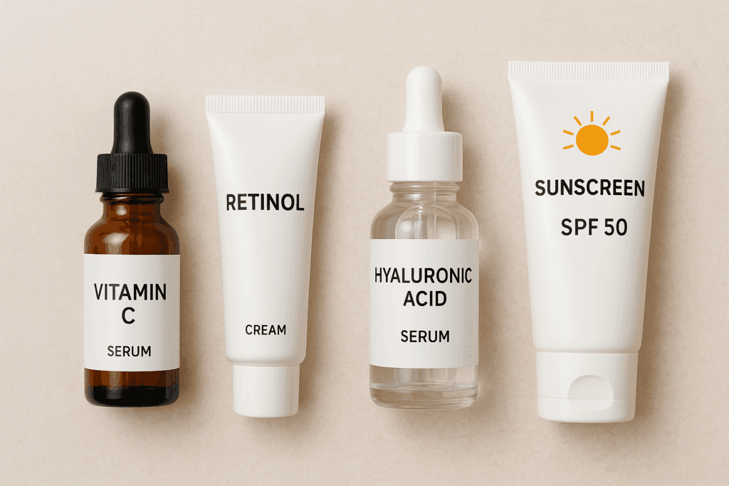 Ảnh minh hoạ: Các thành phần hoạt chất chính trong set tái tạo da tại nhà