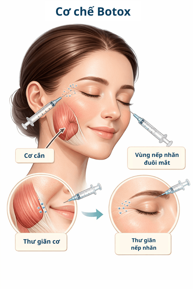 Ảnh minh họa: Vùng cơ được thư giãn để xóa nhăn/thon hàm.