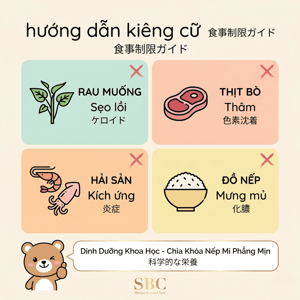 Danh sách thực phẩm cần kiêng sau khi phẫu thuật thẩm mỹ mắt.