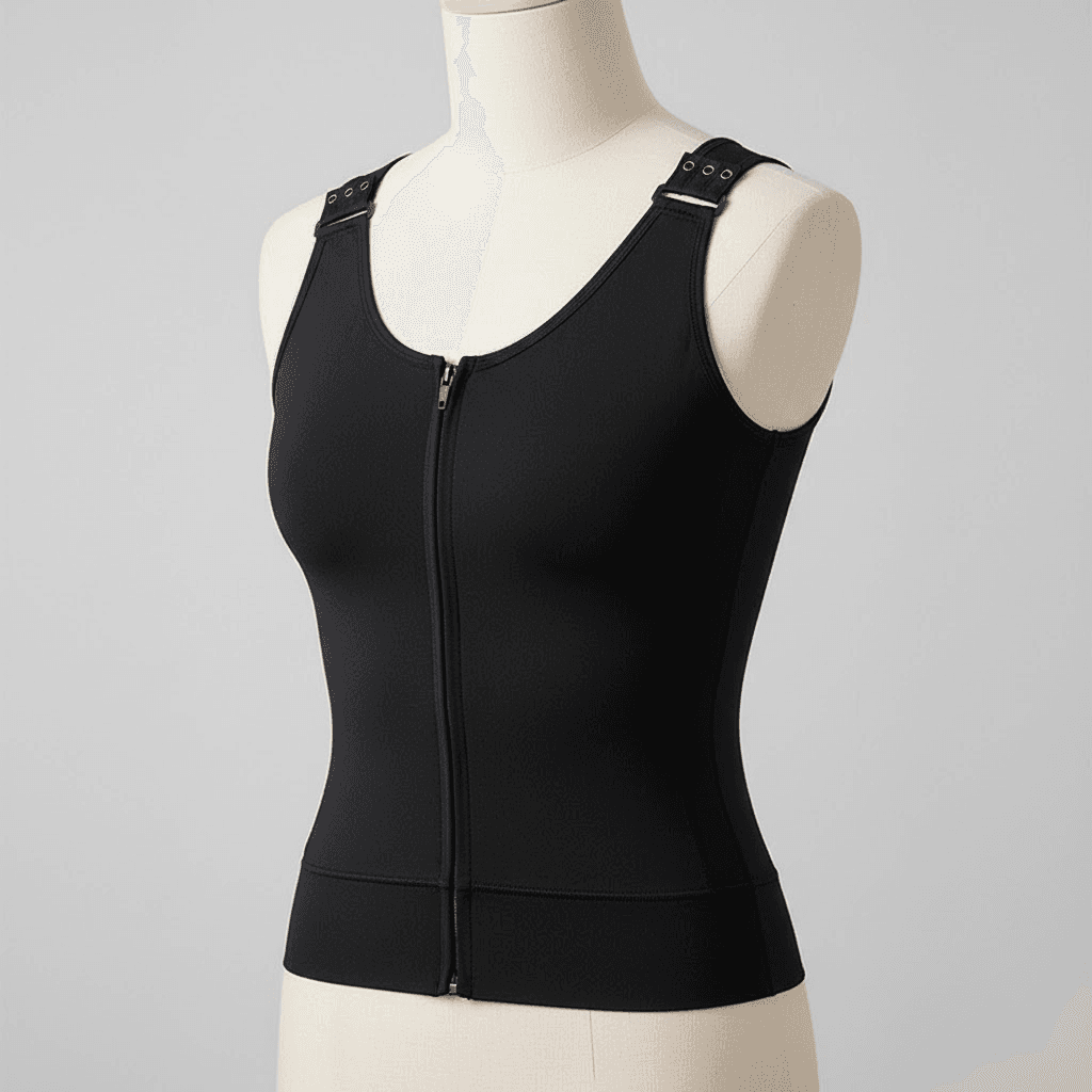 Hình ảnh gen định hình (áo nén) y tế chuyên dụng sau phẫu thuật hút mỡ ngực