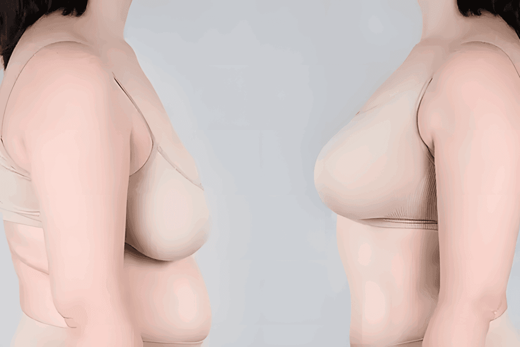 Ảnh minh hoạ: Hình ảnh trước và sau phẫu thuật treo sa trễ ngực và tạo hình ngực sau sinh tại Viện thẩm mỹ SBC