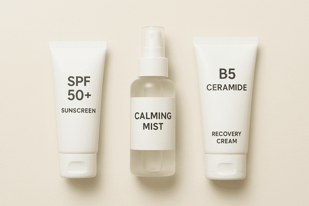 Bộ sản phẩm chăm sóc da sau liệu trình trẻ hóa: kem chống nắng và kem phục hồi