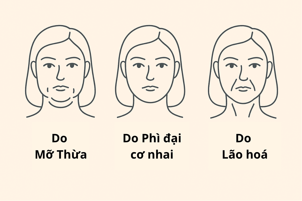 Thon gọn mặt: Giải pháp định hình đường viền tại SBC 2 Các nguyên nhân chính gây mặt tròn, thiếu định hình (mỡ, cơ, da chảy xệ)