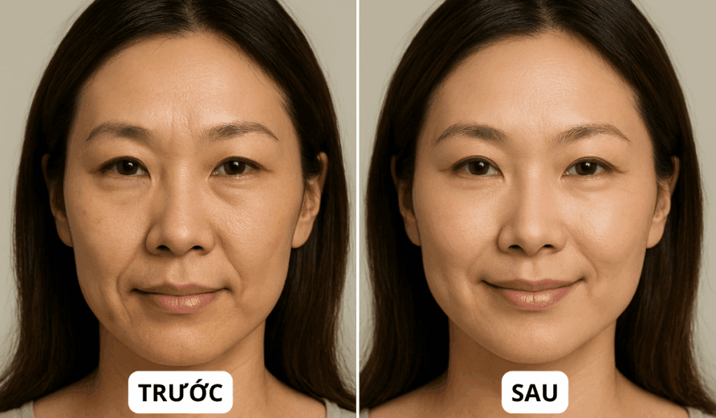 Trẻ hóa bằng tiêm: Giải pháp cho vẻ đẹp tự nhiên tại SBC 7 Kết quả trước và sau trẻ hóa bằng tiêm Filler phục hồi thể tích rãnh cười và cải thiện tổng thể gương mặt