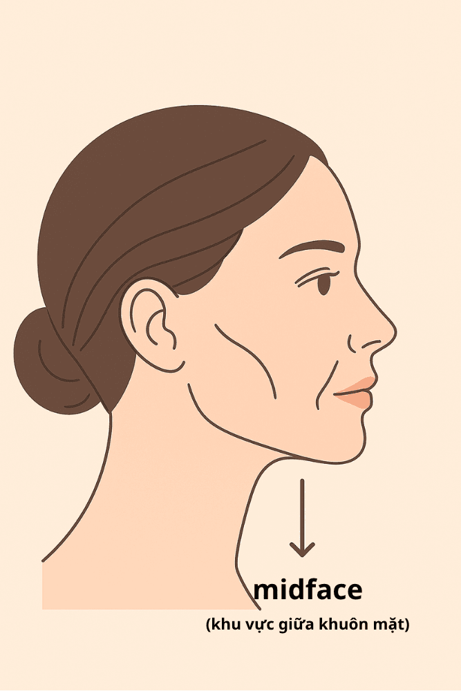 Thon gọn mặt: Giải pháp định hình đường viền tại SBC 4 Ảnh minh hoạ: Minh họa quá trình lão hóa gây chảy xệ và mất đường viền mặt