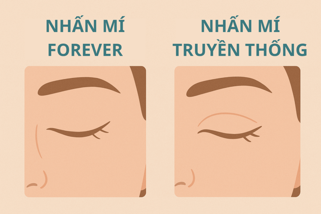 Nhấn mí Forever - Bí quyết đôi mắt trẻ trung tại SBC 3 So sánh độ sưng và tự nhiên giữa nhấn mí Forever và nhấn mí truyền thống