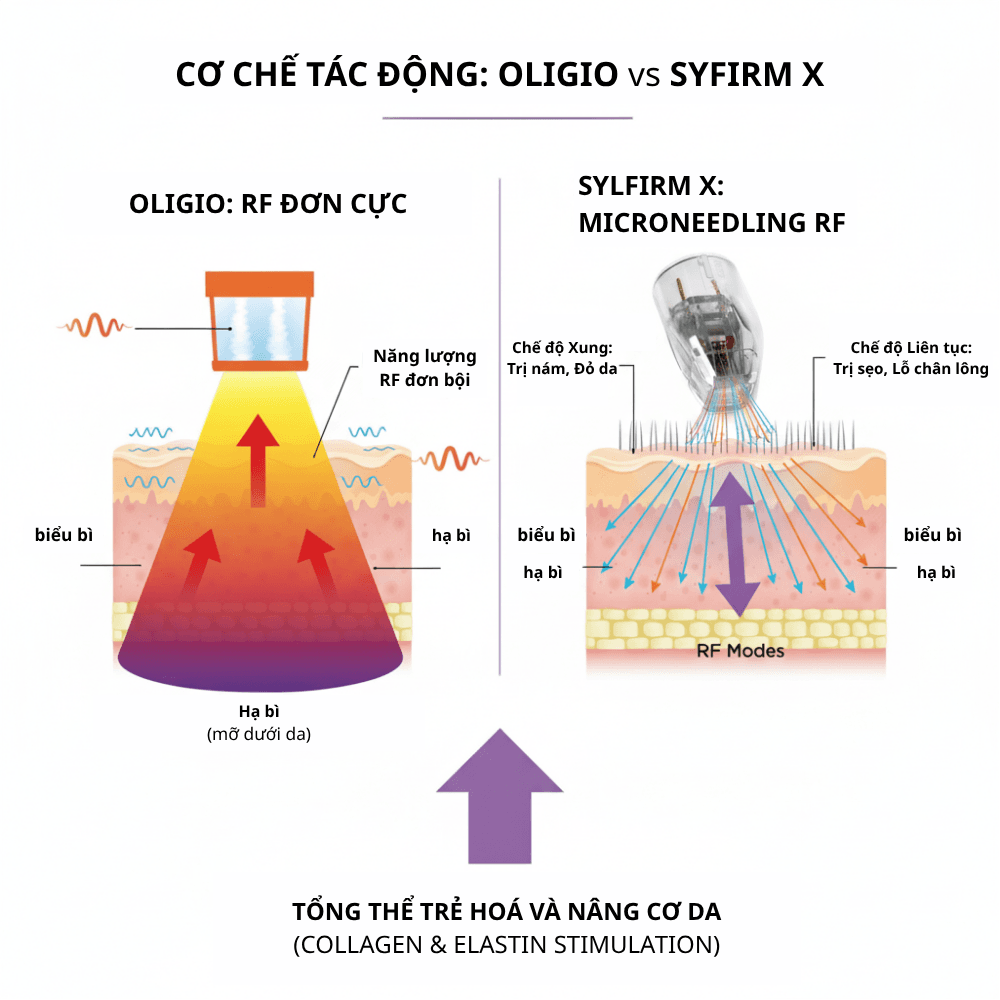 Trẻ hoá da công nghệ cao cùng Oligio & Sylfirm X tại SBC 7 Ảnh minh hoạ: Đồ họa phân tích tác động đa tầng của phác đồ Oligio và Sylfirm X