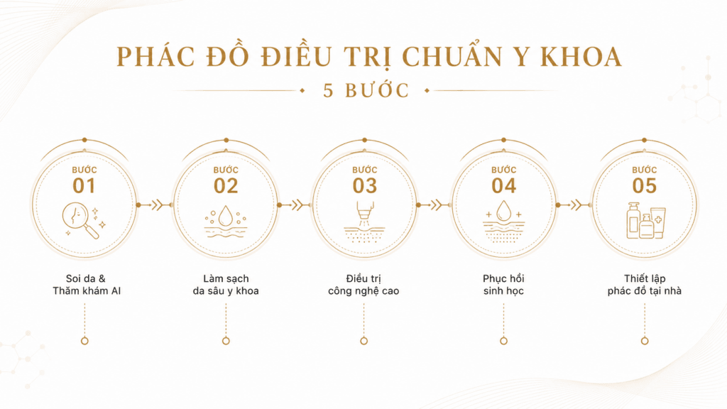 Điều Trị Lỗ Chân Lông To - Làm Sạch Da Sâu Chuẩn Y Khoa 5 Quy trình lâm sàng 5 bước khép kín: Tối ưu hóa hiệu quả điều trị từ khâu phân tích AI đến bọc lót phục hồi cấu trúc.