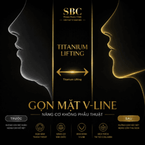 Titanium Lifting gọn mặt V-line tại SBC - so sánh đường viền hàm trước và sau điều trị