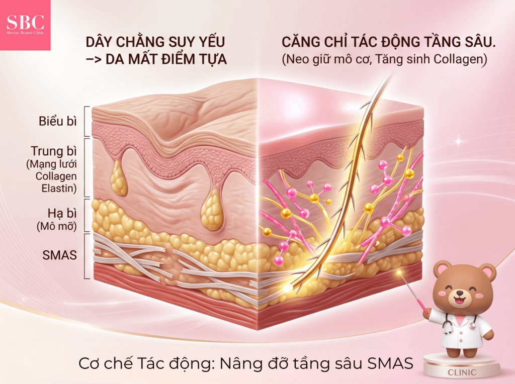 Căng Chỉ Tuyển Mẫu Tháng 6 Tại SBC – Giảm Đến 65% 2 Tại sao da chảy xệ - Cơ chế căng chỉ nâng cơ SMAS