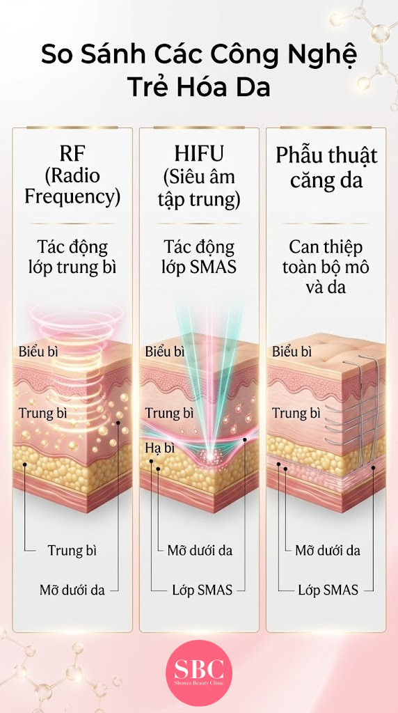 Dịch vụ HIFU là gì? Cơ chế, hiệu quả và lưu ý 4 Ảnh minh hoạ: So sánh HIFU với các công nghệ khác.